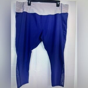 Crane Women’s Plus  Crop Performance Running Leggings Blue Size XXL New